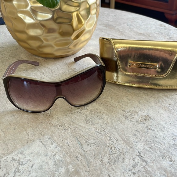 Tory Burch brown leather wraparound sunglasses TY7002Q - Picture 2 of 7